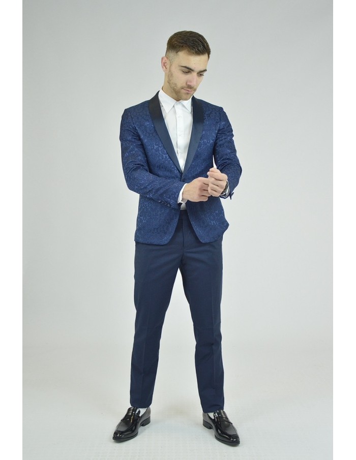 Ensemble costume 2 pièces bleu à motif - homme - Accueil