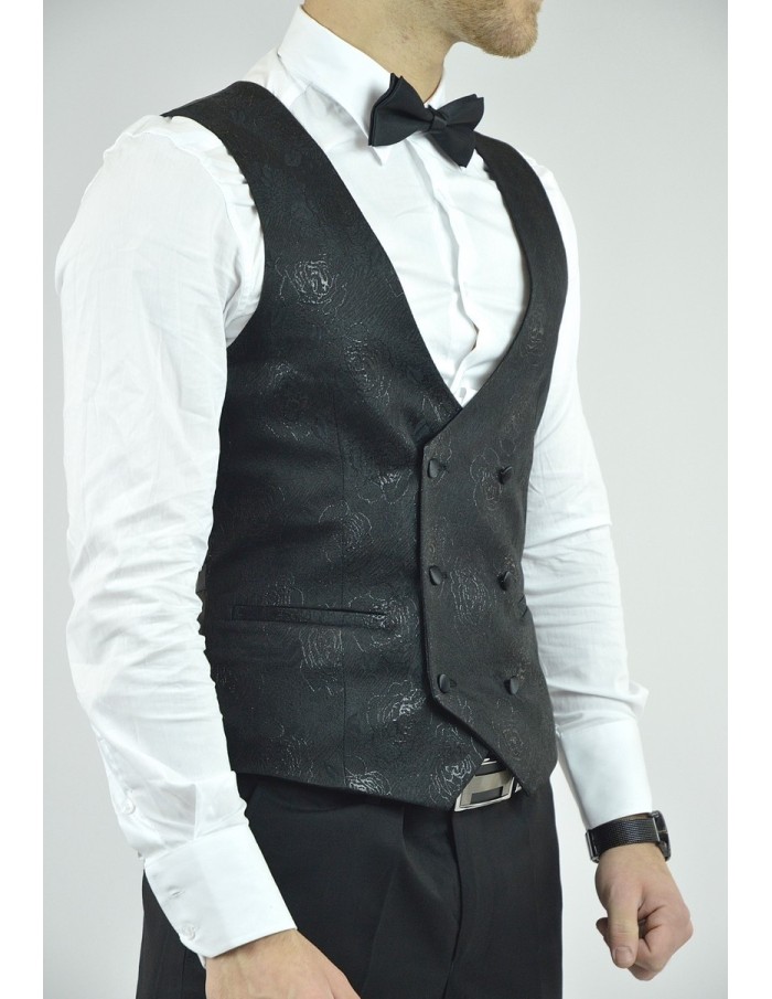 Ensemble costume 3 pièces noir à motif - homme - Accueil