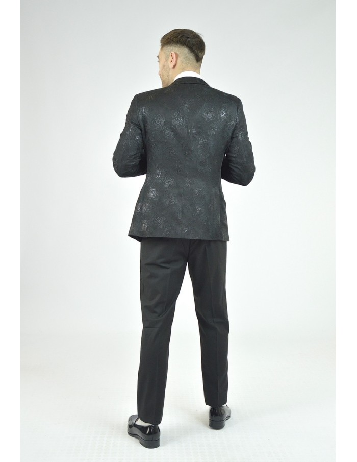 Ensemble costume 3 pièces noir à motif - homme - Accueil