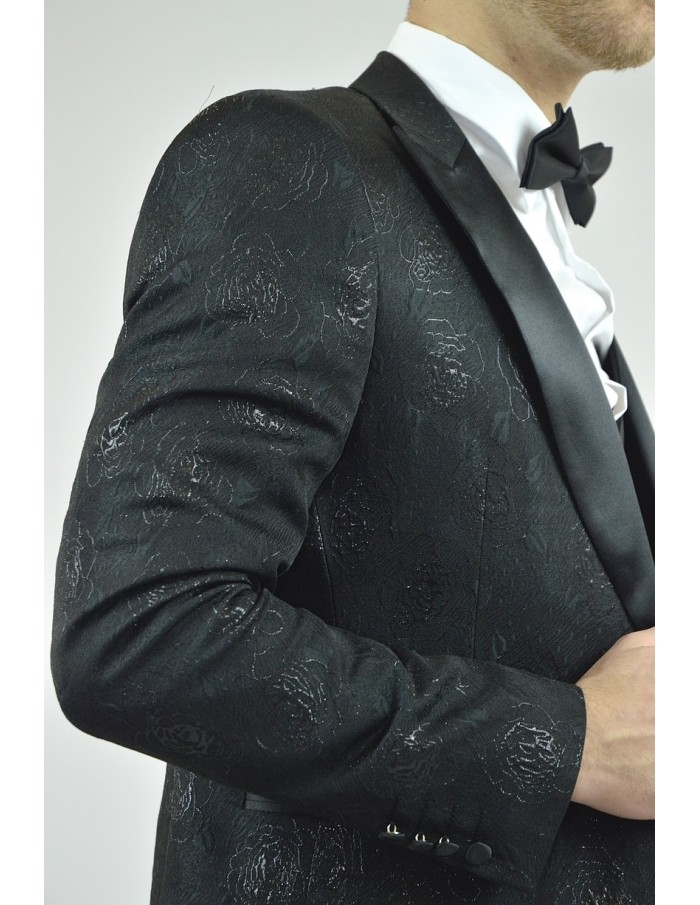 Ensemble costume 3 pièces noir à motif - homme - Accueil