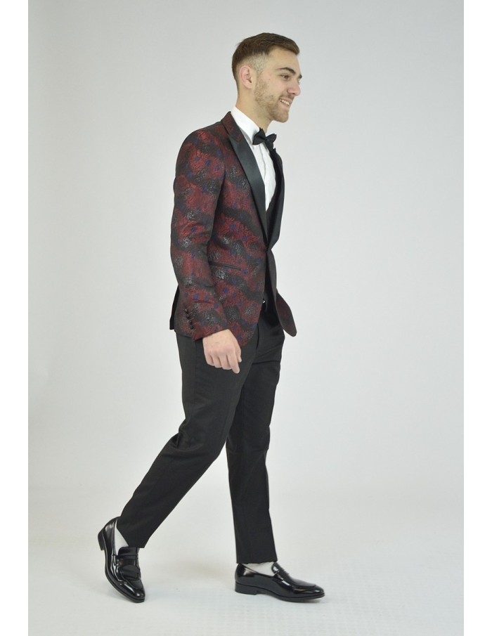 Ensemble costume 3 pièces rouge à motif - homme - Accueil