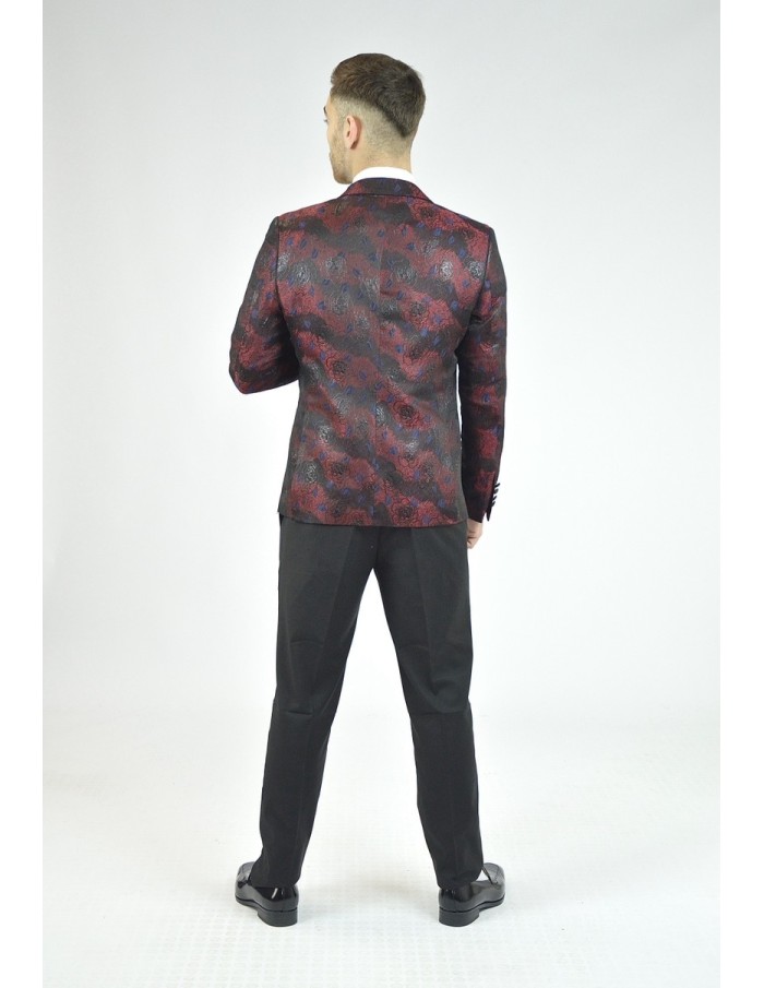 Ensemble costume 3 pièces rouge à motif - homme - Accueil