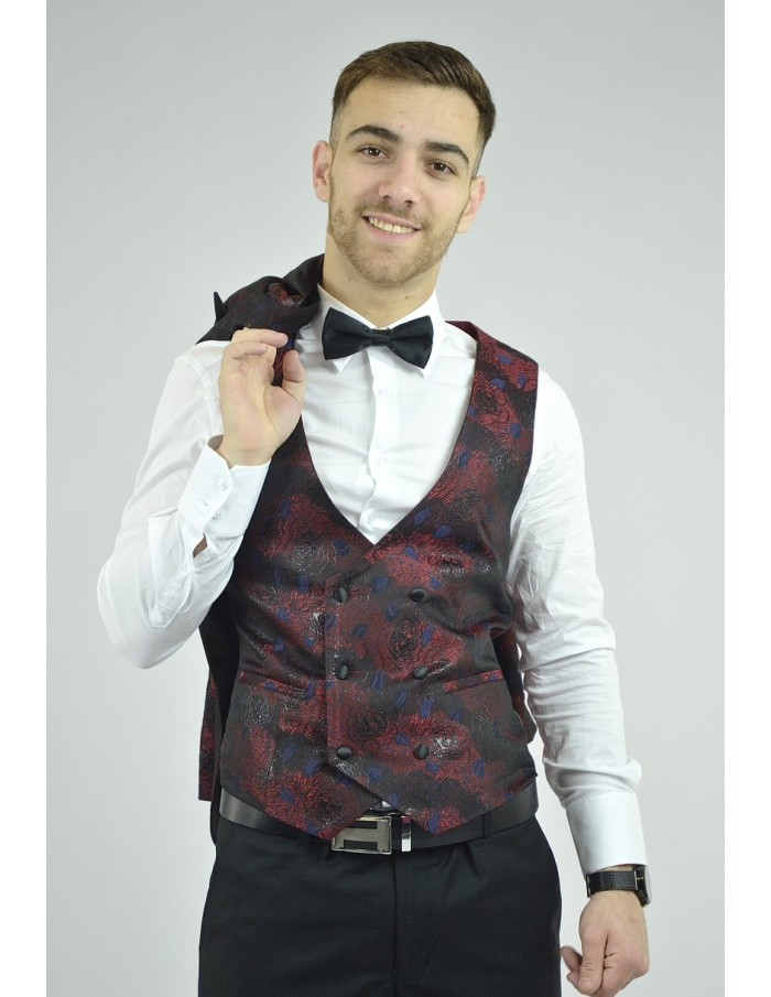 Ensemble costume 3 pièces rouge à motif - homme - Accueil