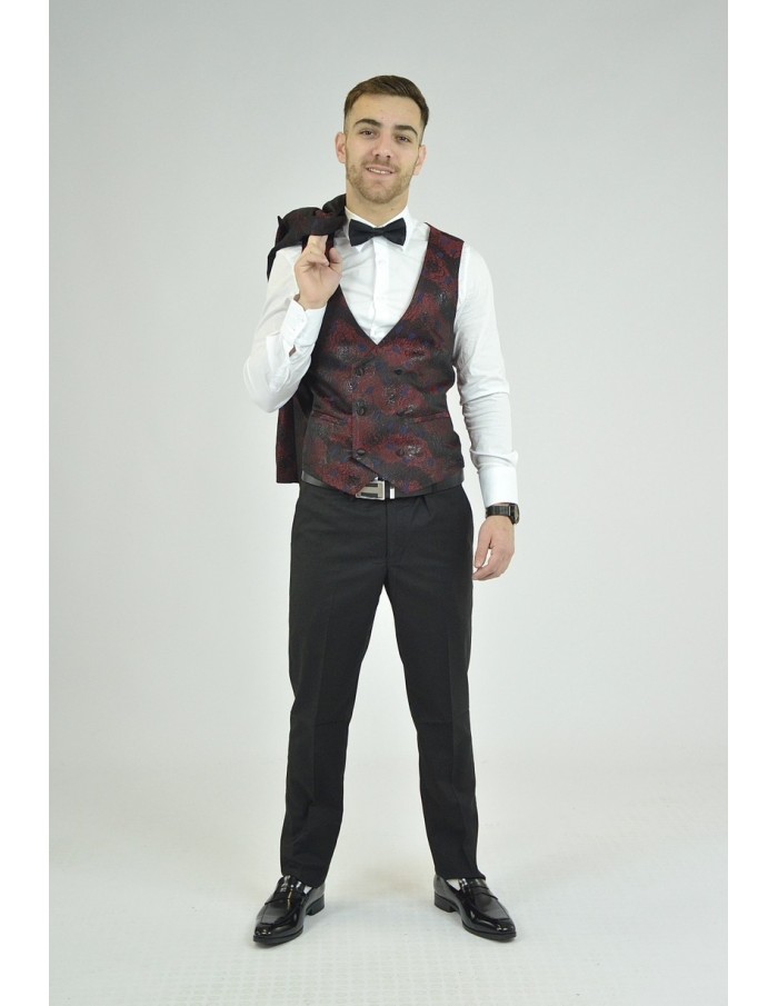 Ensemble costume 3 pièces rouge à motif - homme - Accueil