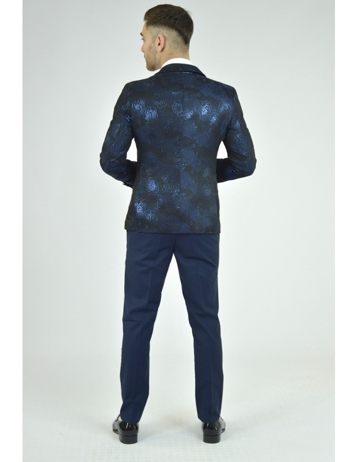 Ensemble costume 3 pièces bleu à motif - homme - Accueil