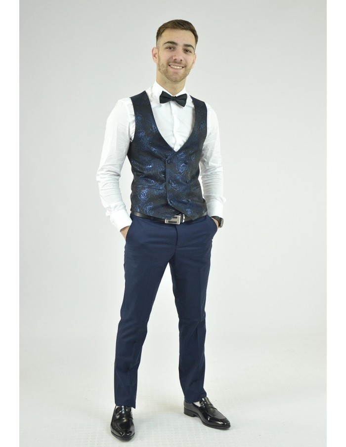 Ensemble costume 3 pièces bleu à motif - homme - Accueil