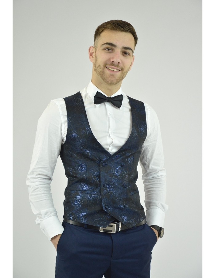 Ensemble costume 3 pièces bleu à motif - homme - Accueil