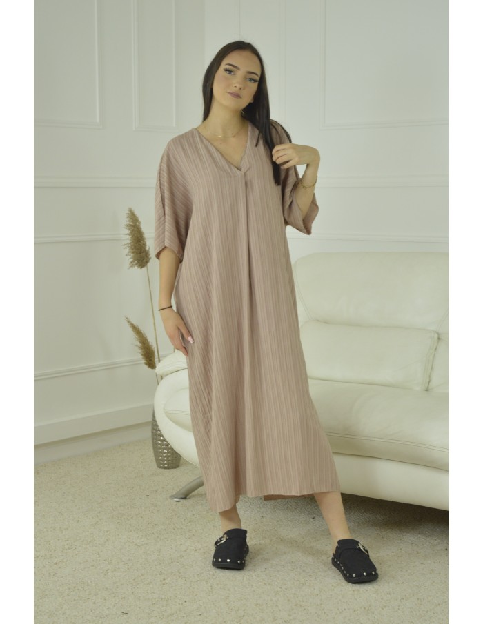 ROBE LONGUE AMPLEMANCHE COURTE FEMME -BEIGE - Accueil
