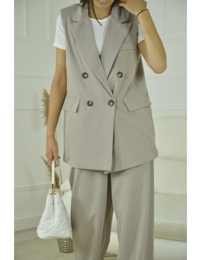 Tailleur sans manche FEMME beige claire - Accueil