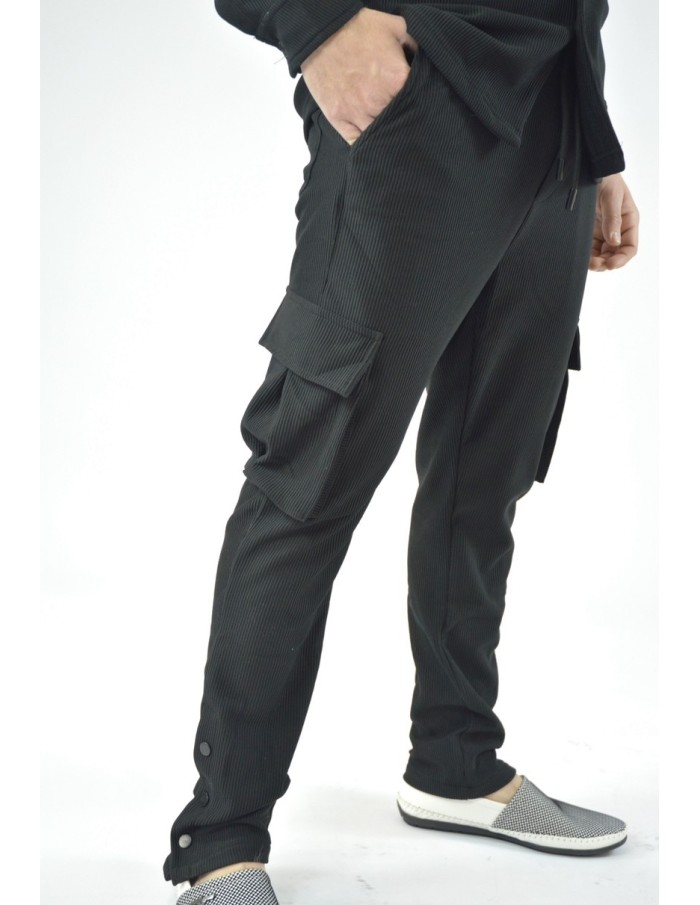 ensemble 2 pièces chemise et pantalon cargot homme- noir JOHN H - Accueil