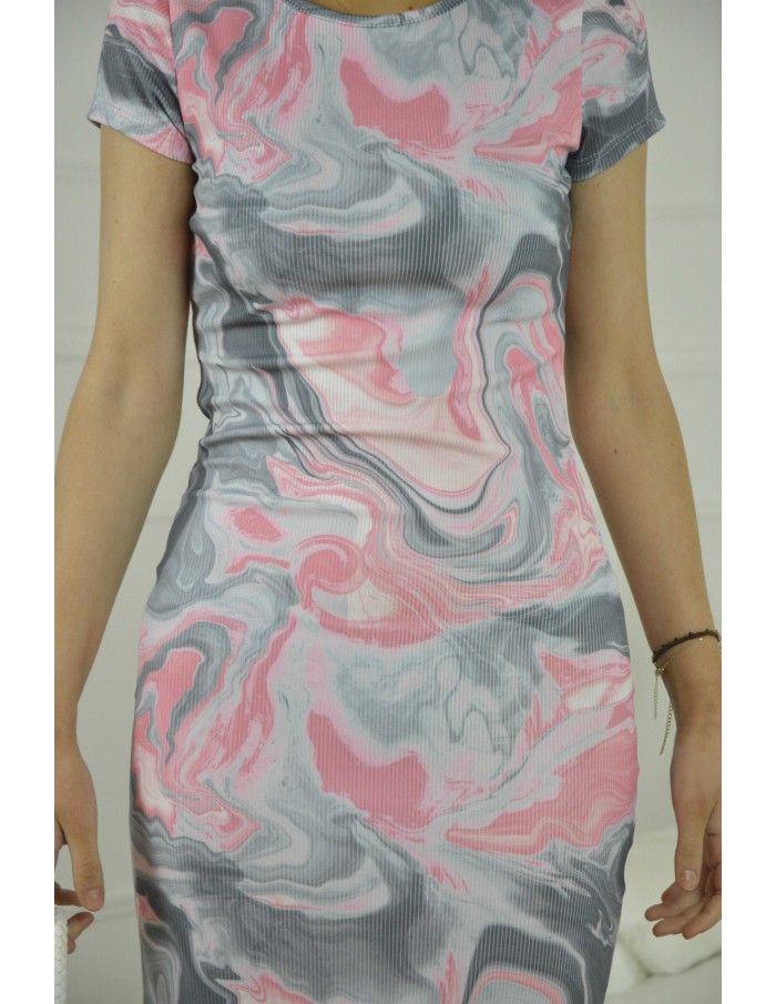 ROBE LONGUE MOTIF MARBRE - FEMME - GRISE - Accueil