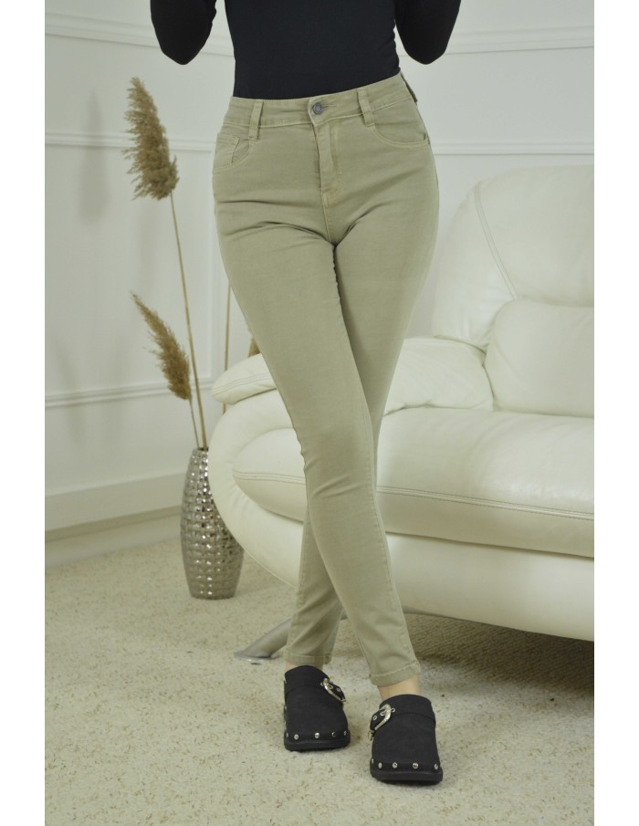 jeans slim - push up - femme- beige - Accueil