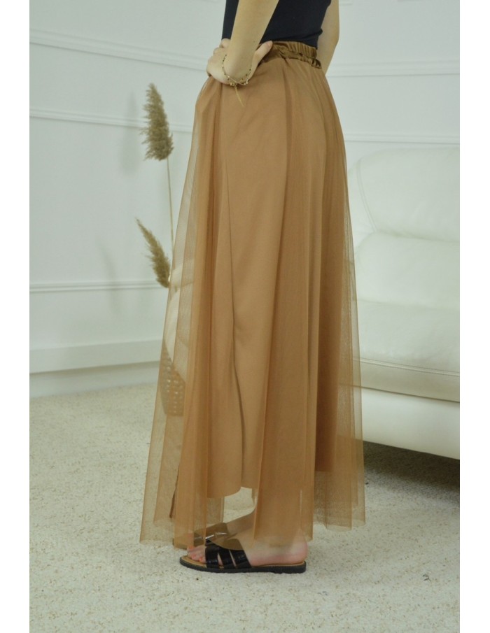jupe longue en tulle - femme - marron - Accueil