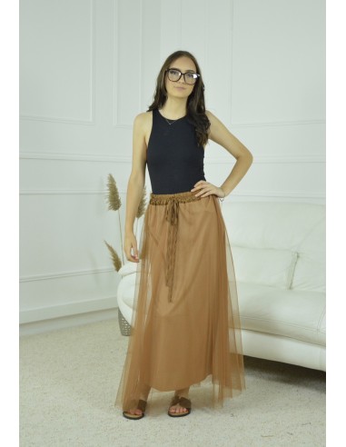 jupe  longue en tulle - femme - marron