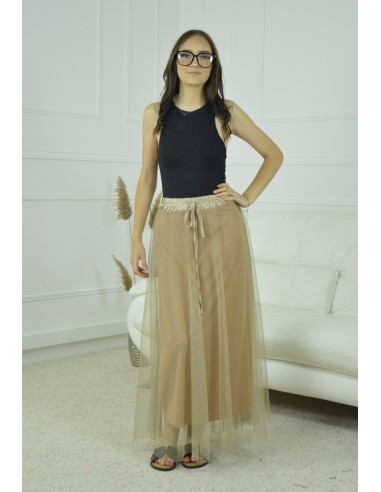 jupe longue en tulle - femme - OR