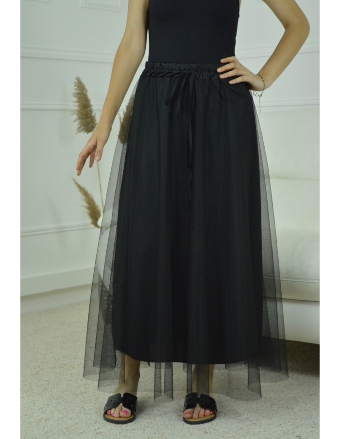 jupe longue en tulle - femme - NOIR - Accueil