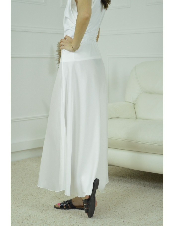 JUPE SATINE UNI- FEMME- BLANC - Accueil