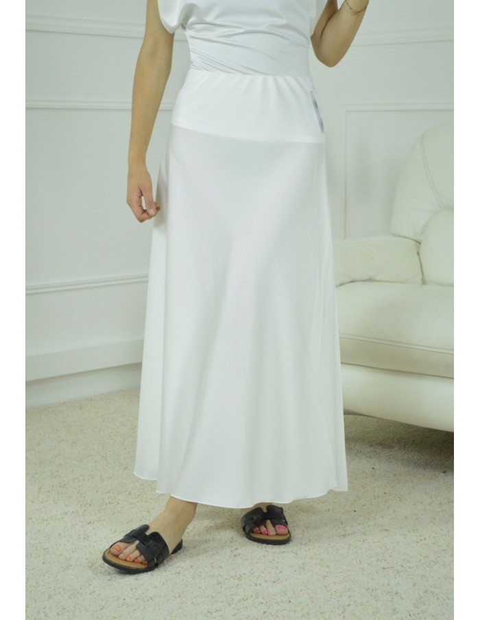 JUPE SATINE UNI- FEMME- BLANC - Accueil