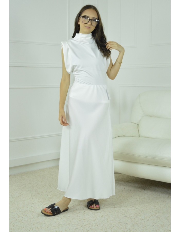 JUPE SATINE UNI- FEMME- BLANC - Accueil