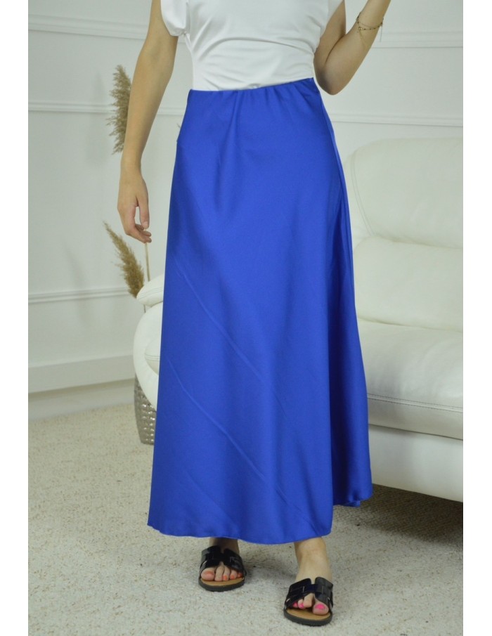 JUPE SATINE UNI- FEMME- BLEU - Accueil