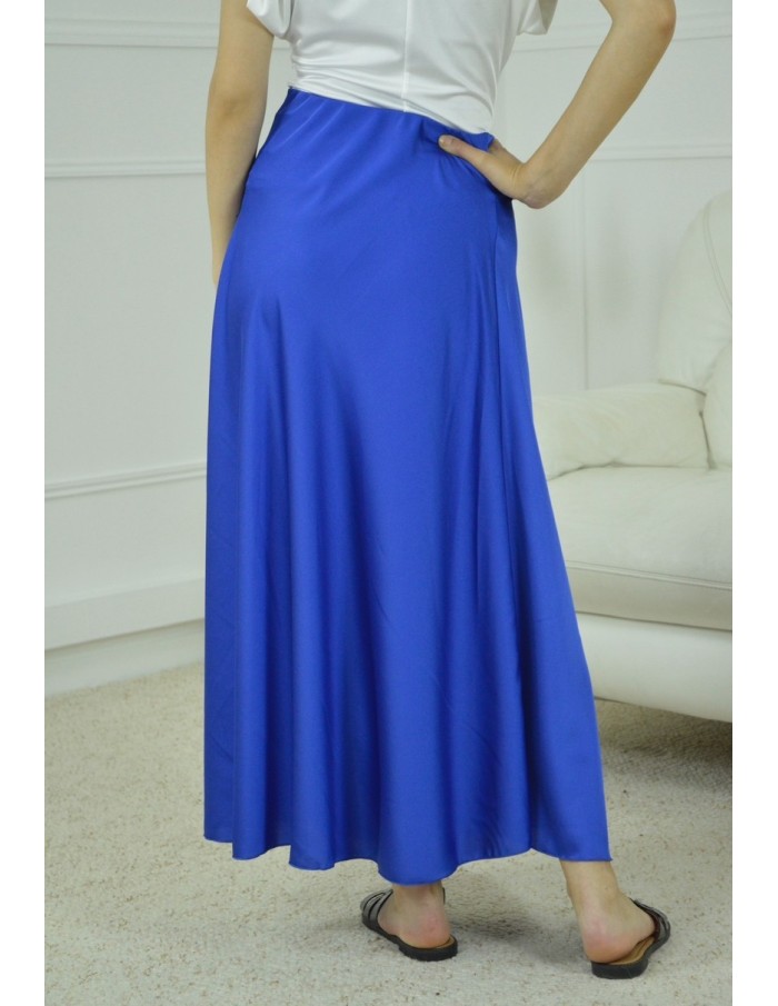 JUPE SATINE UNI- FEMME- BLEU - Accueil