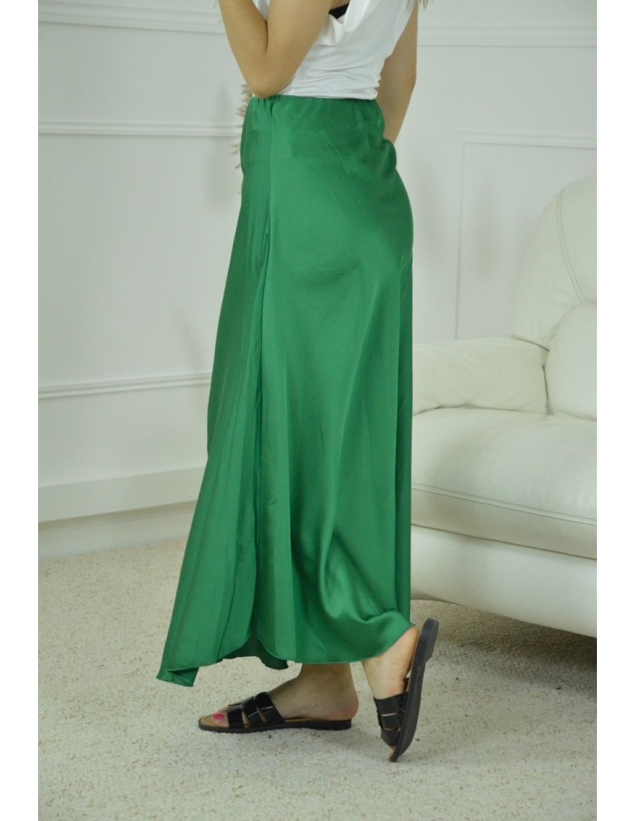 JUPE SATINE UNI- FEMME- VERT - Accueil