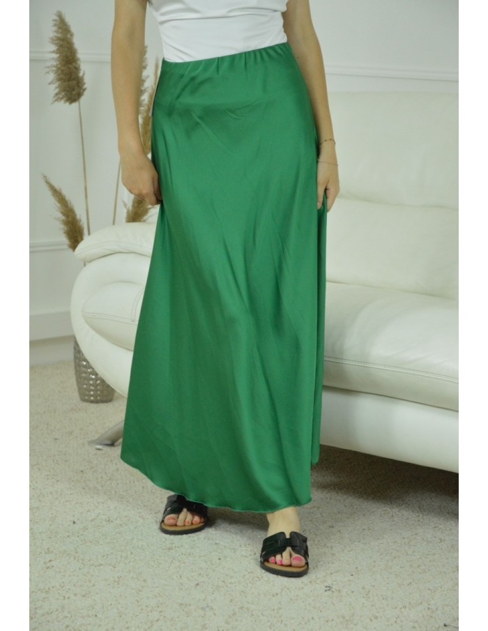 JUPE SATINE UNI- FEMME- VERT - Accueil