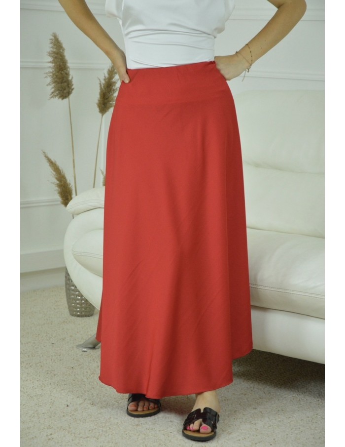JUPE SATINE UNI- FEMME- ROUGE - Accueil