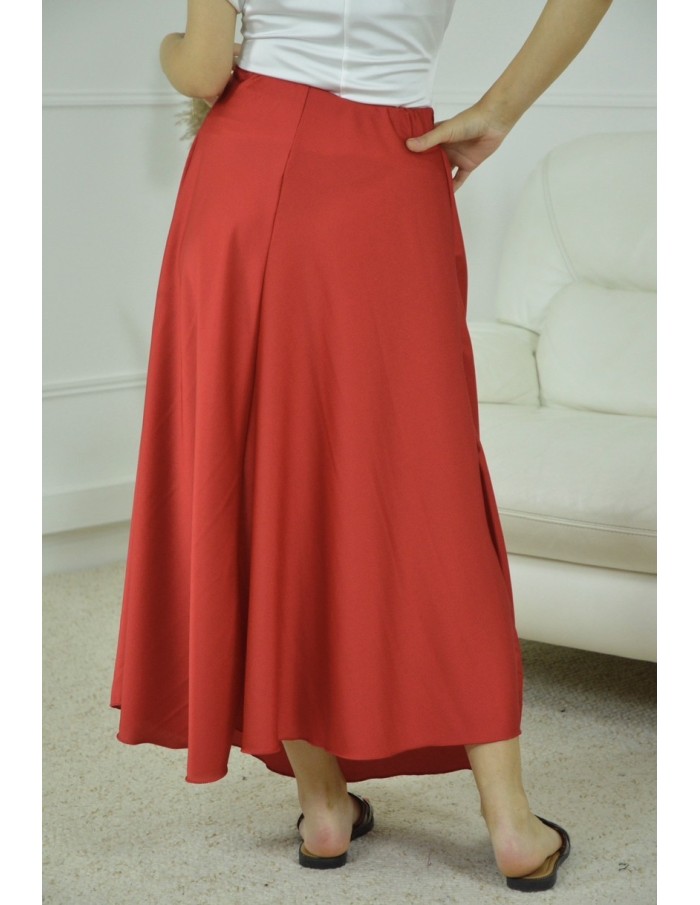JUPE SATINE UNI- FEMME- ROUGE - Accueil