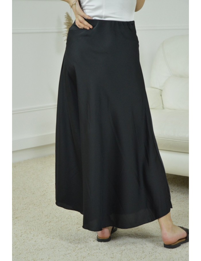 JUPE SATINE UNI- FEMME- NOIR - Accueil