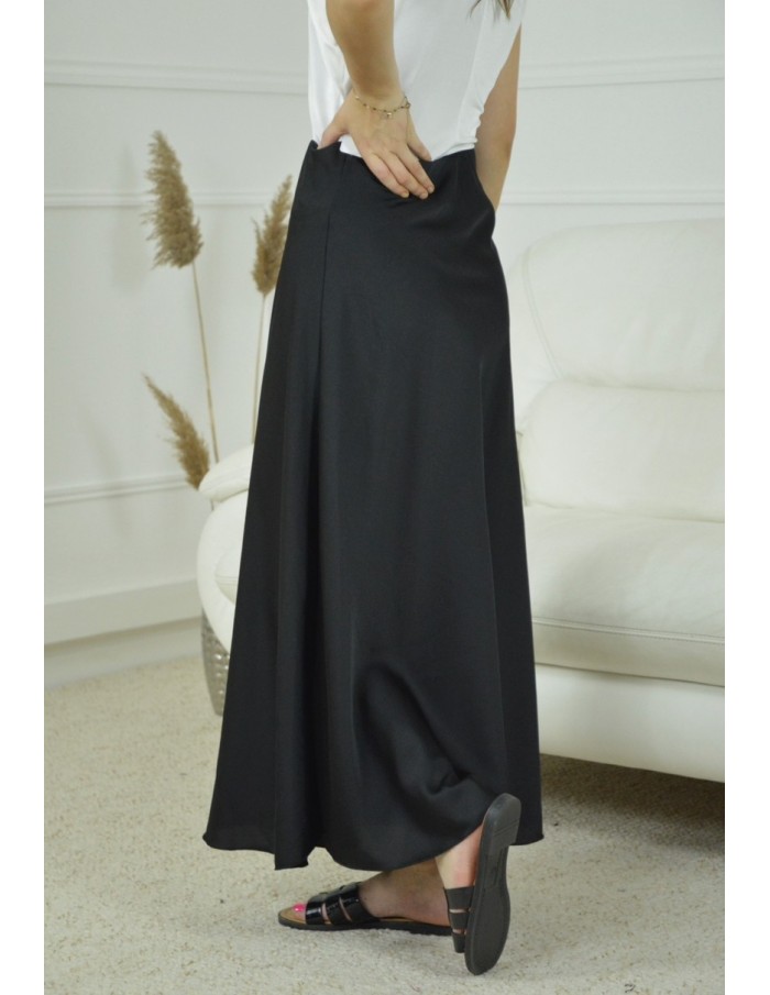 JUPE SATINE UNI- FEMME- NOIR - Accueil