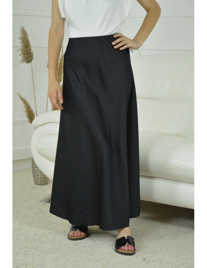 JUPE SATINE UNI- FEMME- NOIR - Accueil