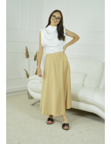 JUPE SATINE UNI- FEMME- OR