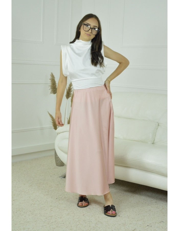 JUPE SATINE UNI- FEMME- ROSE POUDRES - Accueil