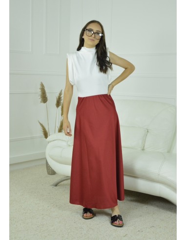 JUPE SATINE UNI- FEMME
