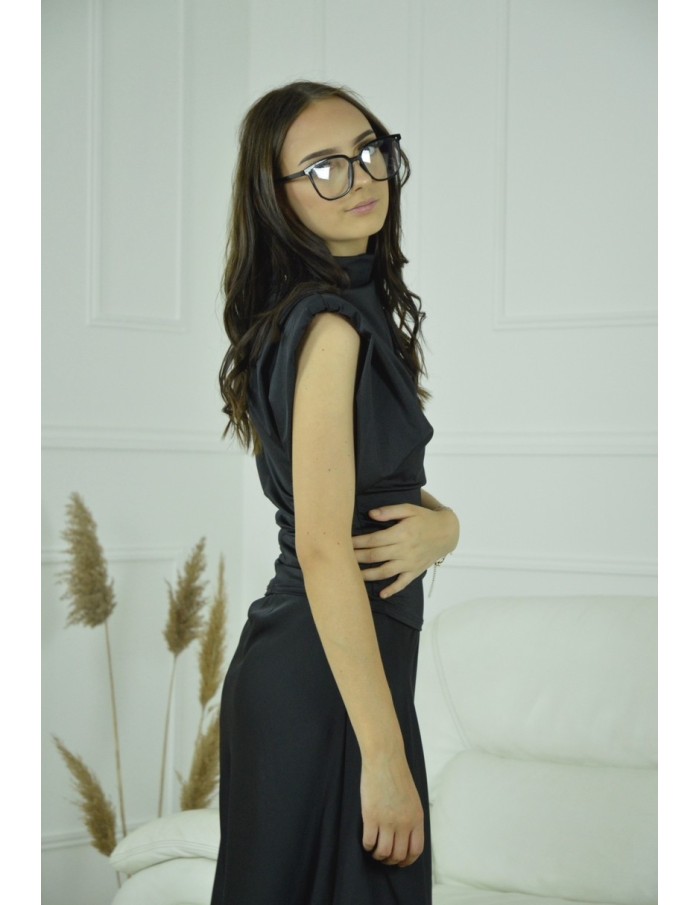 TOP SANS MANCHES ÉPAULETTES UNI -FEMME- NOIR - Accueil