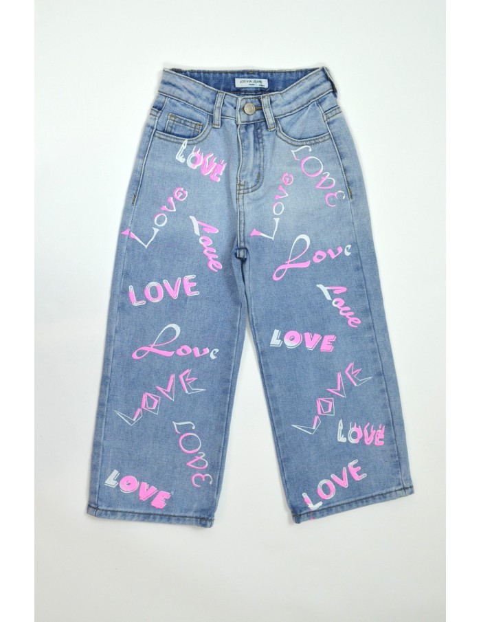 Jeans large fille "Love"- 4 à 14 ans - Accueil