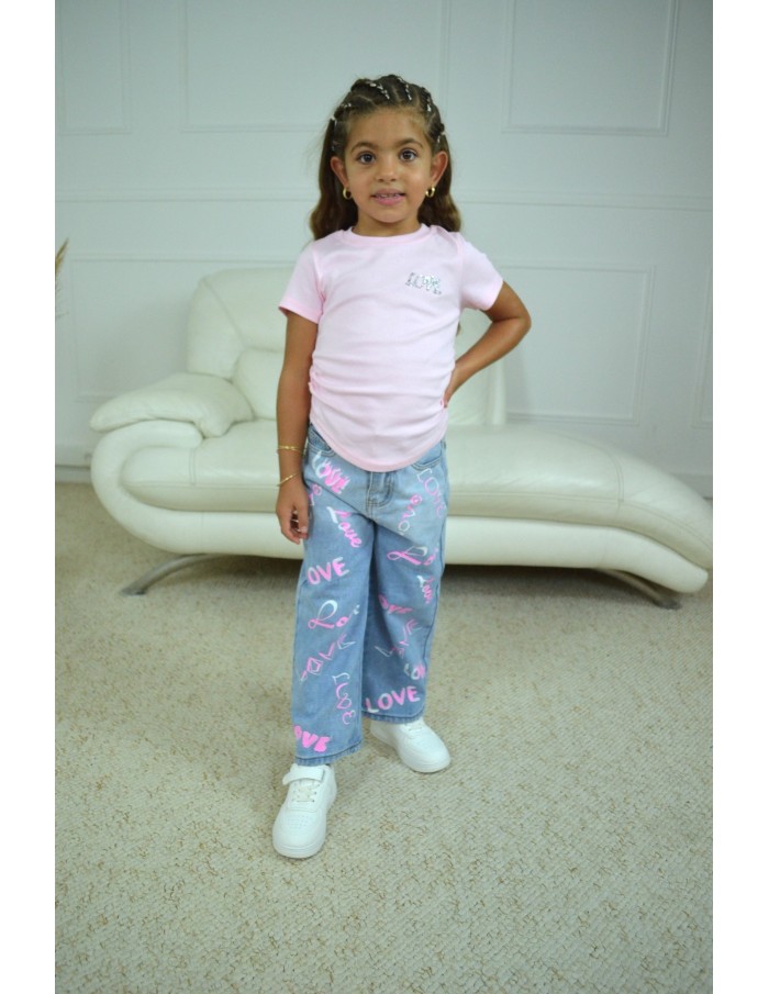Jeans large fille "Love"- 4 à 14 ans - Accueil
