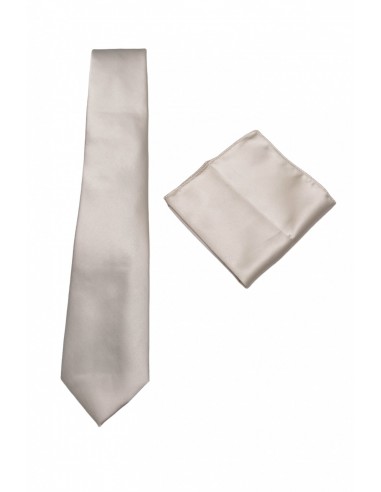 Cravate et pochette uni – crème