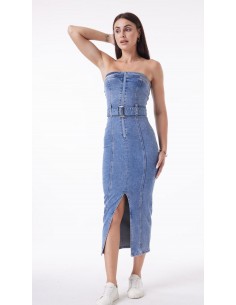 Robe bustier en jean avec...