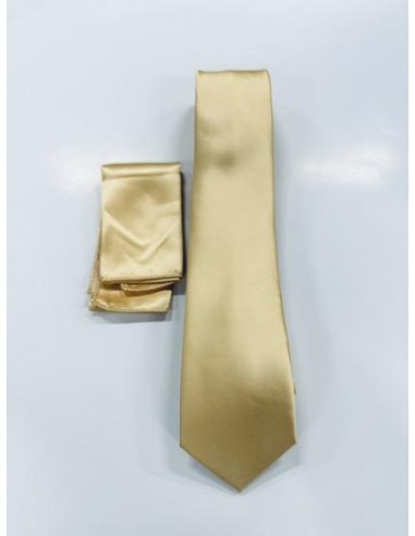 Cravate et pochette uni – Or