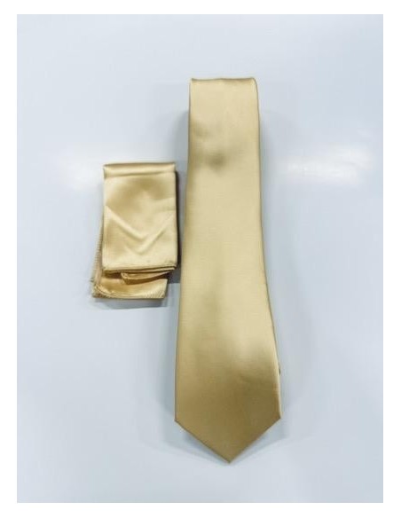Cravate et pochette uni – Or - Accueil