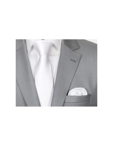 Cravate et pochette uni – blanche