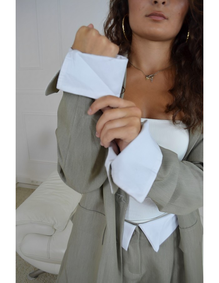 Ensemble Oversize Blazer + pantalon taupe - Femme - Accueil