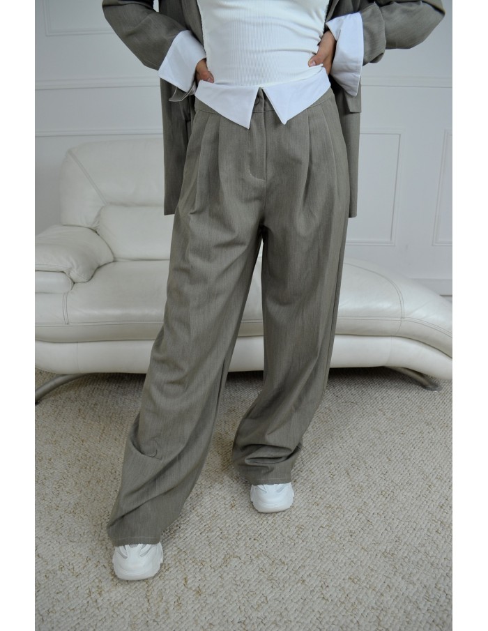 Ensemble Oversize Blazer + pantalon taupe - Femme - Accueil