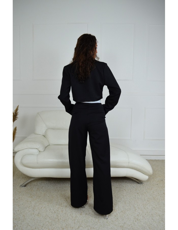 Ensemble blazer court + pantalon noir - femme - Accueil