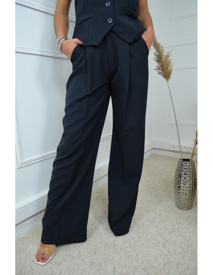 Ensemble gilet + pantalon noir - femme - Accueil