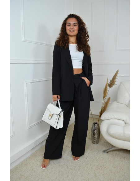Ensemble blazer oversize + pantalon noir - femme - Accueil