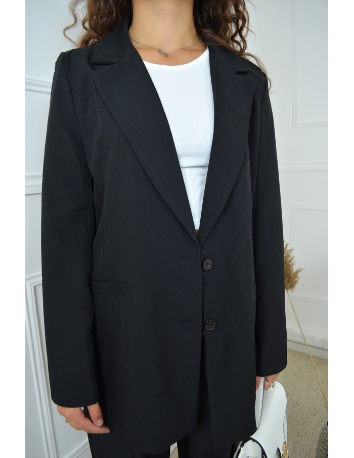 Ensemble blazer oversize + pantalon noir - femme - Accueil