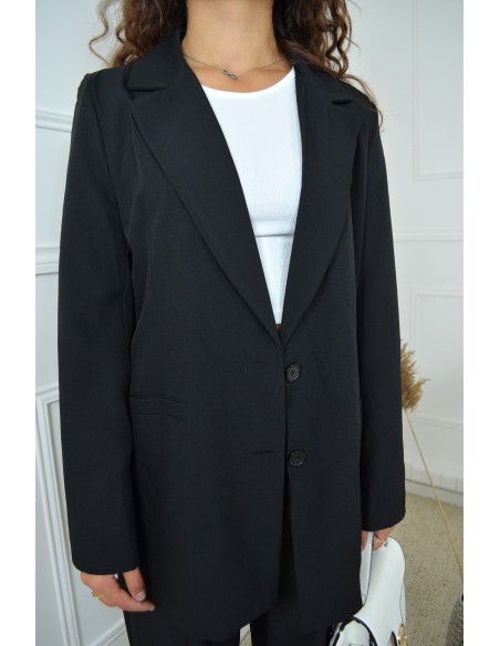 Ensemble blazer oversize + pantalon noir - femme - Accueil